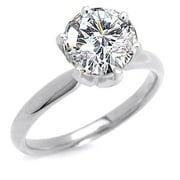 2 Carat Round Diamond Solitaire Ring in 14kt White Gold - IGI Certified