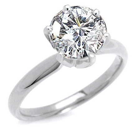 2 Carat Round Diamond Solitaire Ring in 14kt White Gold - IGI Certified