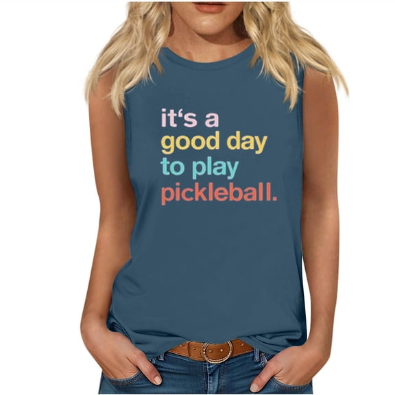 IT'S A GOOD DAY TO PALY PICKLEBALL Women 2024 Summer Tank Tops Loose Sleeveless T-Shirt Casual Crewneck Tunic Blouses