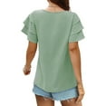 thumbnail image 4 of Scyoekwg Short Sleeve Shirts for Women Comfy Clothes Trendy Womens Going Out Outfits Ladies Blouses Dressy Casual Womens Summer Fashion Short Sleeve Tops Loose, 4 of 7