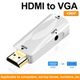 thumbnail image 3 of Adaptador convertidor de audio y video de alta definición 1080P compatible con VGA macho a hembra para PC y proyector, color blanco., 3 of 8