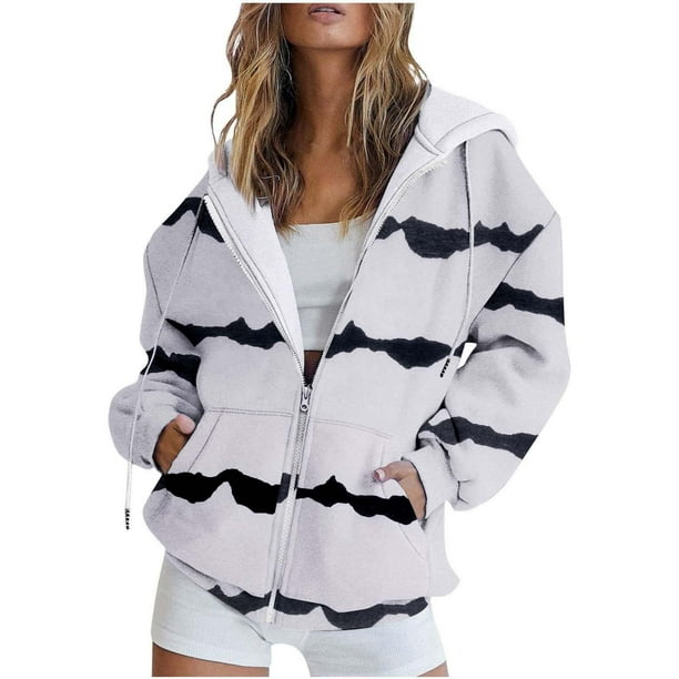 Puntoco Chaqueta de manga larga con bolsillo y capucha con cremallera y estampado de Halloween informal para mujer Puntoco Puntoco-1