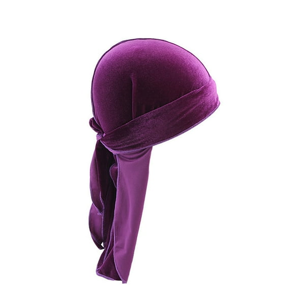 Dyfzdhu Headwear For Women Fashion Velvet Durag Cap For Men And Soft Velvet Durag Headwraps With Long Tail And Wide Straps For 360