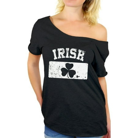 Awkward Styles Off Shoulder Irish Shirt St. Patricks Day Ireland T-Shirt Irish Shirt Oversized St Patrick's Day Shirt for Women Irish Baggy Shamrock Shirt St Patricks Day Gifts Irish Gift Ideas
