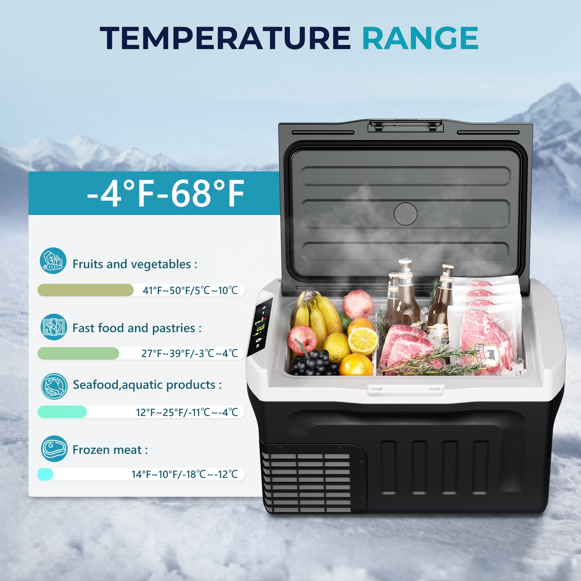 EUHOMY 12V RV Refrigerator 22QT with APP & Panel Control, Portable Freezer for Car Truck Camping