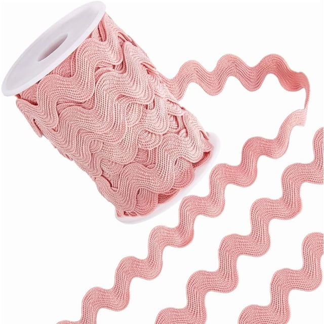 Cinta de encaje con flecos en zigzag rosa de 12,5 yardas para coser, con forma de S, con carrete.