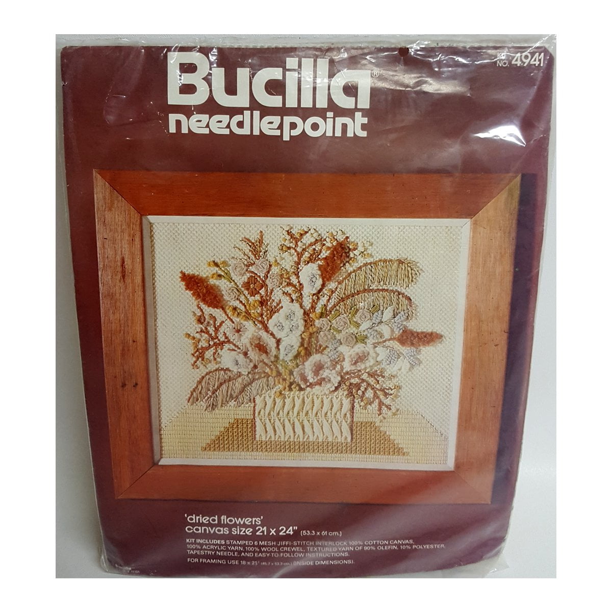 Bucilla Dried Flowers Needlepoint Kit 4941 Neutral Large 21 X 24