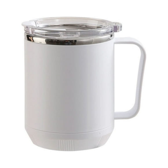 Coffee Mug Warmer,Coffee Mug with Lid Coffee Mug, Portable Double Layer Stainless Steel Mug with Lid and Handle, Induction Heatable, Insulated Coffee Mug for Travel, Camping, Office