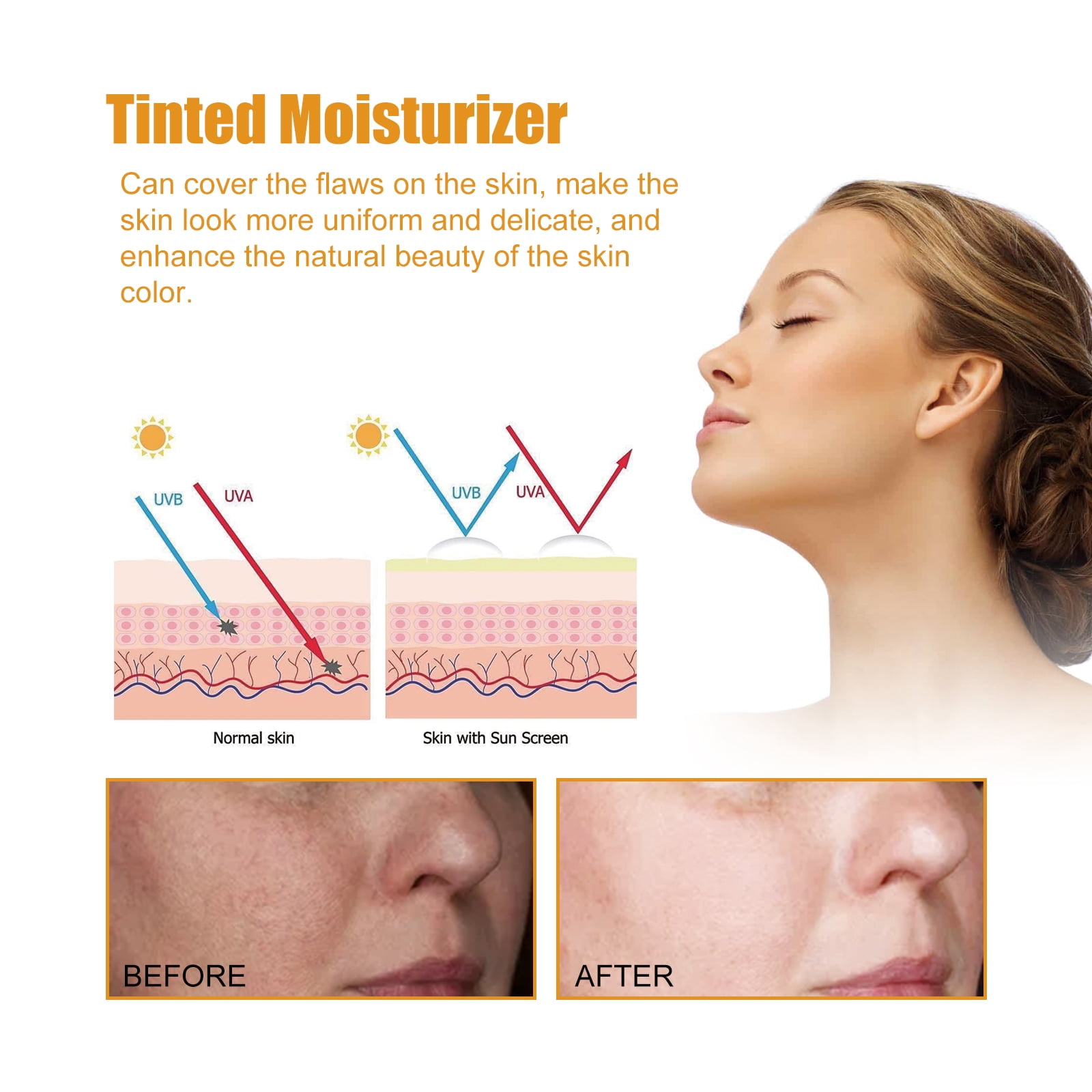 Alvantor SPF50 Tinted Moisturizer with Broad Spectrum UV Protection for Hydration and Brightening, 1.69fl.oz