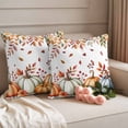 thumbnail image 2 of Orange Blue Fall Outdoor Waterproof Pillow Covers, Thanksgiving Pumpkins Maple Leaf Decorative Square Throw Pillowcase Sofa Cushion Sham for Patio/Couch/Chair, 16"x16" 2 Pack, 2 of 8