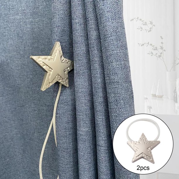 2 piezas de cortina magnética en apariencia de estrella Clips de sujeción de cuerda decorativos sujetadores para cortinas de ventana cortinas para sujetar plata perfecl corbata de cortina