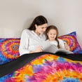 thumbnail image 4 of Erosebridal Boho Mandala Full Size Comforter Sets, Bohemian Tie Dye Bedding Sets, Navy Orange, Black Reversible 3pcs, 1 Comforter and 2 Pillowcases, 4 of 6