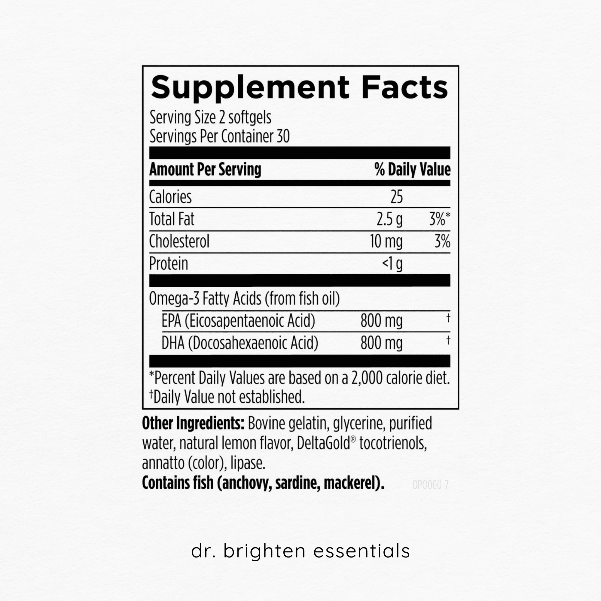 Dr. Brighten Omega Plus — 1500 mg of EPA/DHA Non-GMO Fish Oil Supplement for Heart, Brain, and Immune System — 60 Softgels