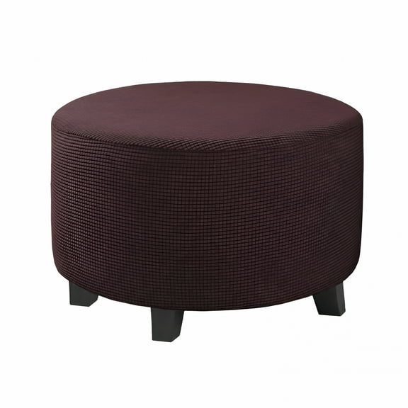 AUQ Round Ottoman Storage Cover Folding Stool Covers Furniture Protector Cover for Footrest Ottoman Fit Dia 30"-41" Brown