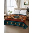 thumbnail image 2 of Aztec Southwest Full Size Flat Sheet, Wrinkleproof & Fadeproof Cooling Flat Bed Sheet Only, Vintage Geometric Farmhouse Art Breathable Soft Bedding Top Sheets 81 x 96 Inches, 2 of 8