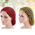 thumbnail image 2 of Shisuyan 2pcs Handcraft Crochet Net Hat Long Sleeping Hat Hair Protective Nightcap Hair Protector(Red, Yellow, 1pc for Each Color), 2 of 8