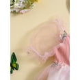 thumbnail image 6 of FEORJGP Toddler Baby Girls Summer Romper Dress 0-2Y Infant Puff Sleeve Jumpsuit Floral Embroidery Rompers Square Neck Bodysuit Dress with Headband Newborn Cute Casual Princess Clothes, 6 of 9