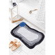 thumbnail image 3 of Xiao Hua Alfombra de baño, antideslizante, de felpa y pelo largo, lavable a máquina, ideal para suelos, bañeras y duchas, decoración de baño, color blanco y negro, 1,16 x 24 pulgadas, 3 of 4