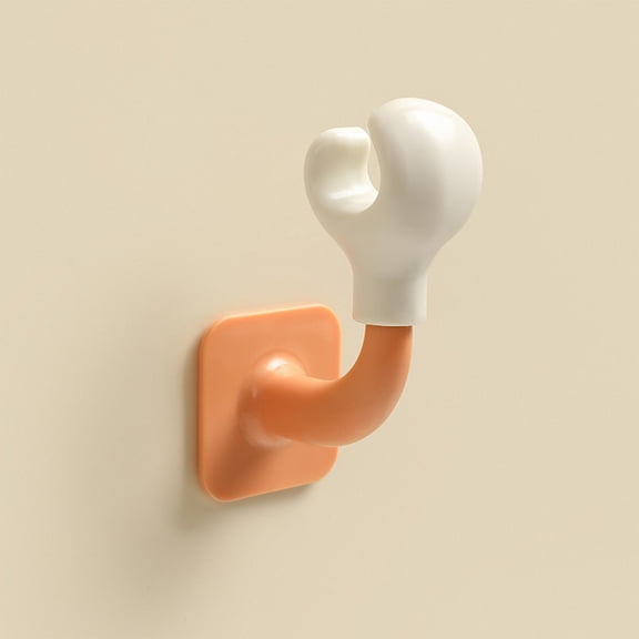 Nkmbld Adhesive Wall Hooks for Hanging, Cute Small Hand Removable Adhesive Wall Hooks for Keys, Bathroom, Kitchen, Door, Home Improvement, Orange