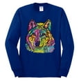 thumbnail image 3 of Colorful Majestic Neon Atric Wolf | Dean Russo Art Animal Lover Mens Long Sleeve Shirt, Royal, XL, 3 of 5