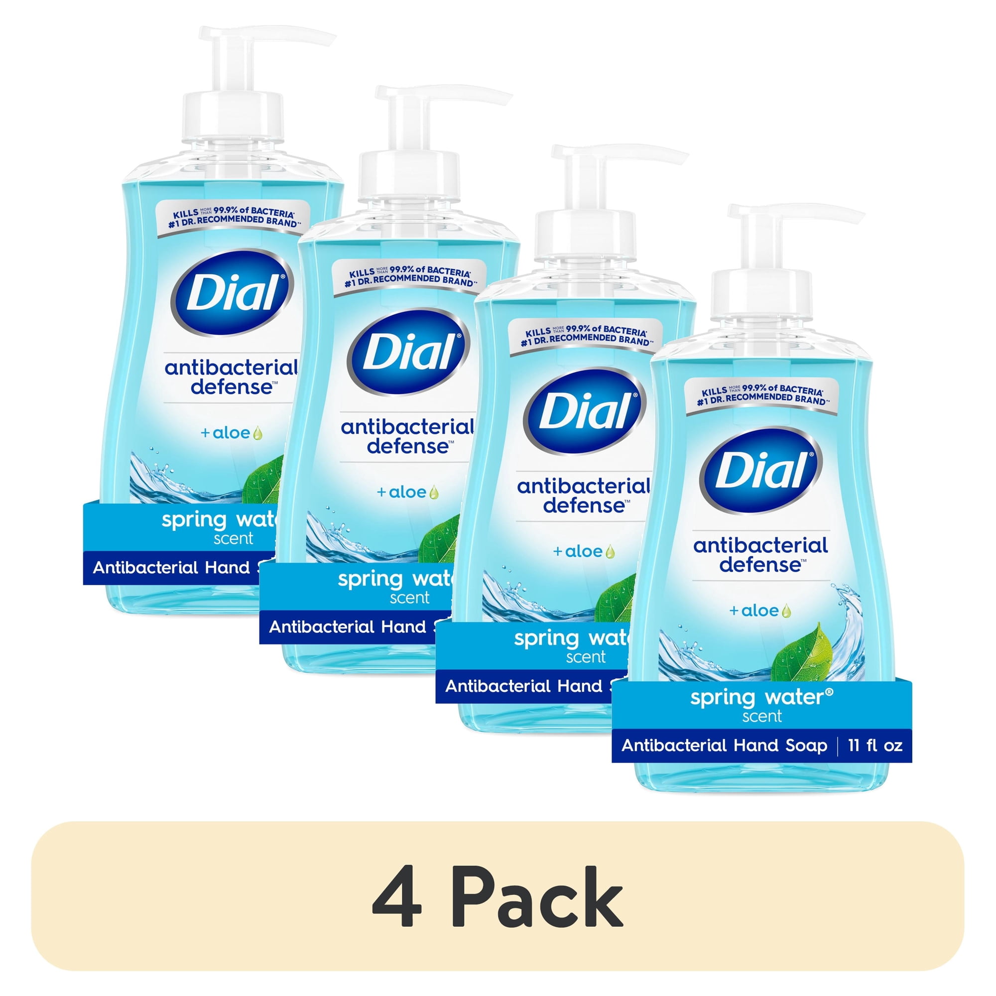 (4 pack) Dial Antibacterial Defense Spring Water Liquid Hand Soap 11 fl oz