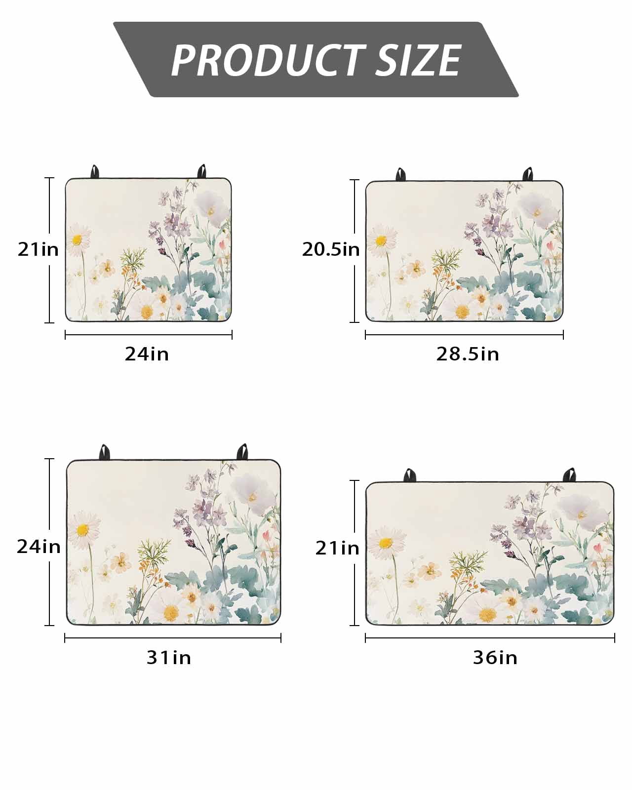 Stove Top Covers for Electric Stove, Watercolor Spring Floral Glass Stovetop Cover Protector, Farmhouse Daisy Green Botanical Induction Cooktop Protector Oven Mat for Kitchen Countertop 24"x21"