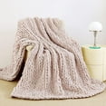 thumbnail image 4 of Admitrack Chunky Knit Blanket Throw Chenille Pink 51"x63", 4 of 18