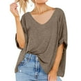thumbnail image 3 of Mittory Women's Oversized T Shirts V Neck Short Sleeve Summer Casual Loose Tops Tees, 3 of 7