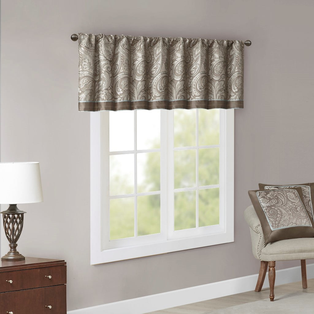Jacquard Window Valance Blue/Brown 50"x18"