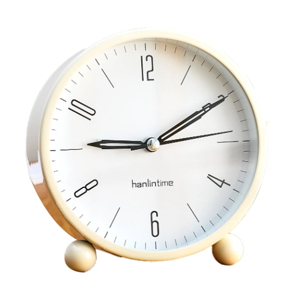 Reloj despertador analógico, silencioso, pequeño, con luz de noche, funciona con pilas, diseño sencillo