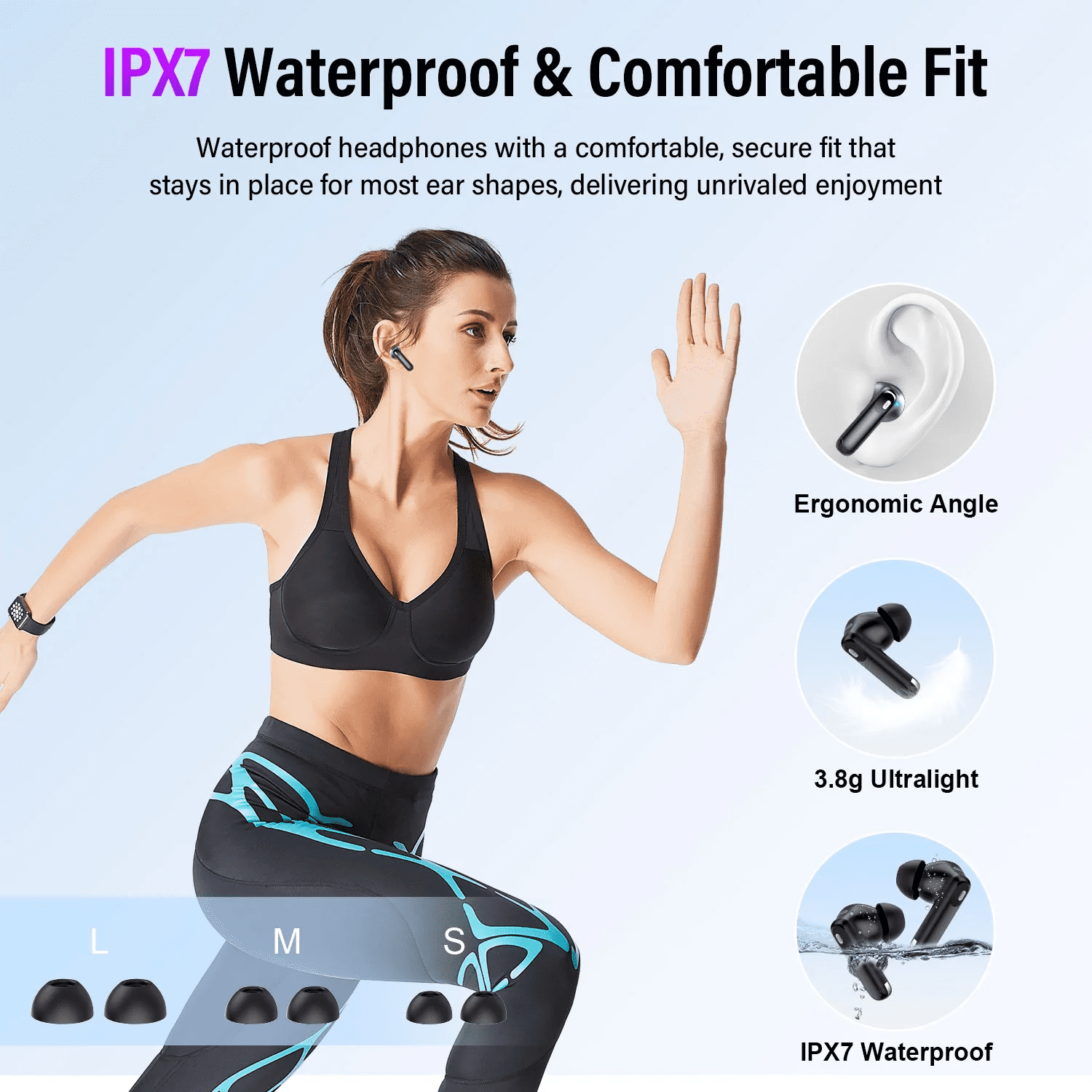 Salange Touch Screen Wireless Earbuds, Bluetooth 5.4 Multifunctional Ear Buds with ANC Noise Cancelling MicClear Calls Earphones, 48H Bass Stereo Headphones,  IPX7 Waterproof Headphones for Workout