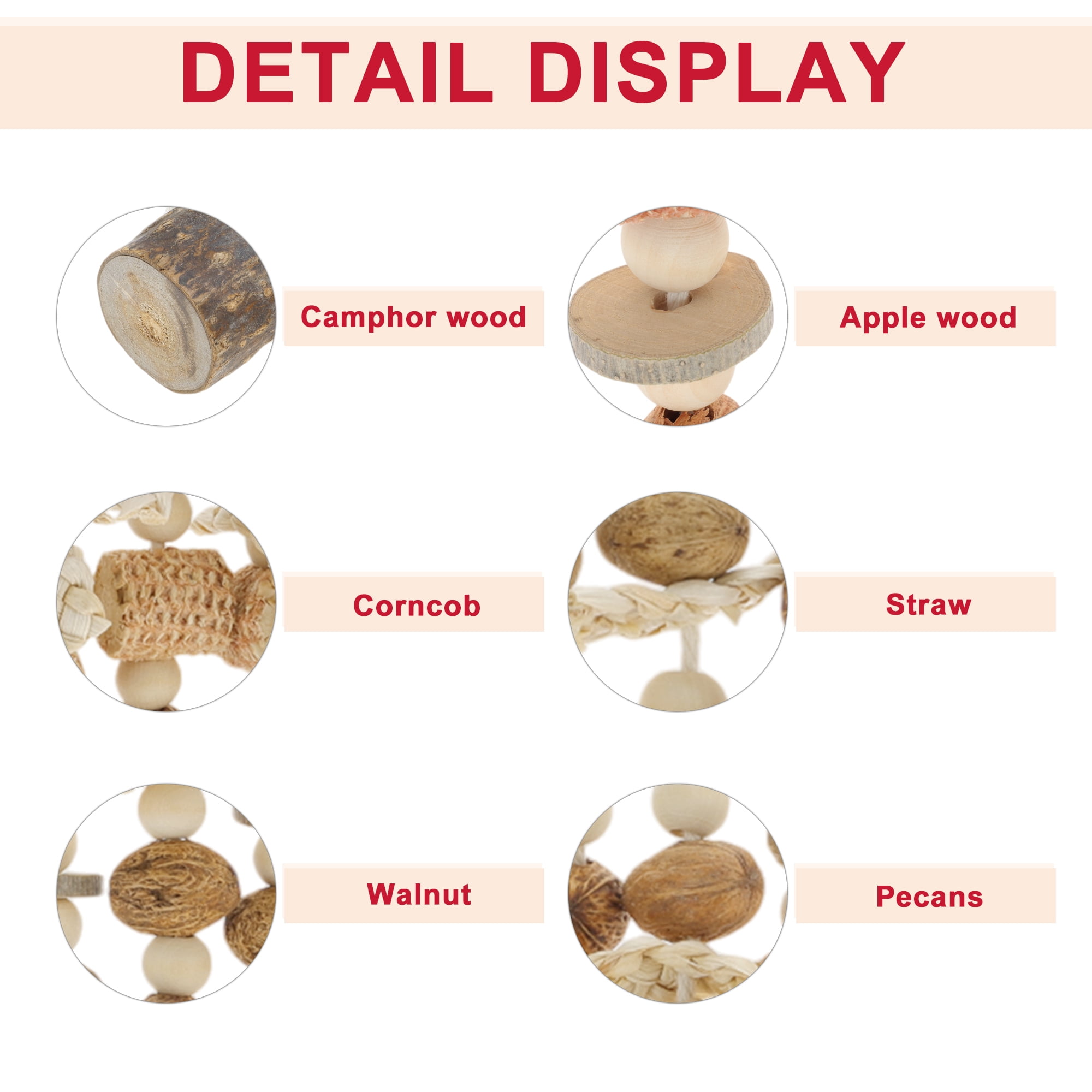 Unique Bargains Bird Parrot Toy Wooden Chewing Tearing Toy Bird Toys Bird Cage Accessories Parrot Cage Bite Toy for Large Medium Birds Macaws