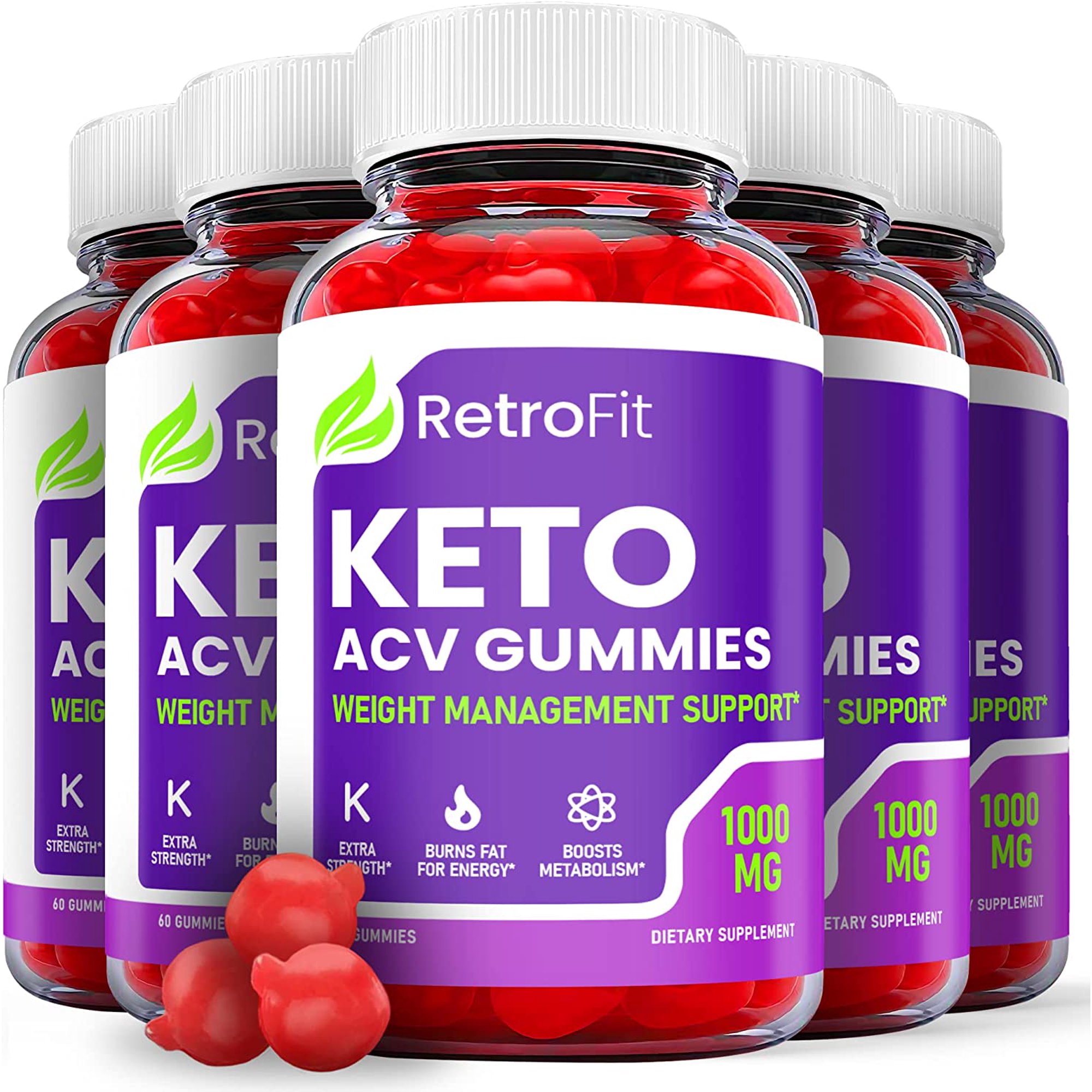 (5 Pack) Retro Fit Keto ACV Gummies - Supplement for Weight Loss - Energy & Focus Boosting Dietary Supplements for Weight Management & Metabolism - Fat Burn - 300 Gummies