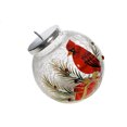 thumbnail image 1 of Led Crackled Glass Ornament Decor (Cardinal On Giftbox), 1 of 3