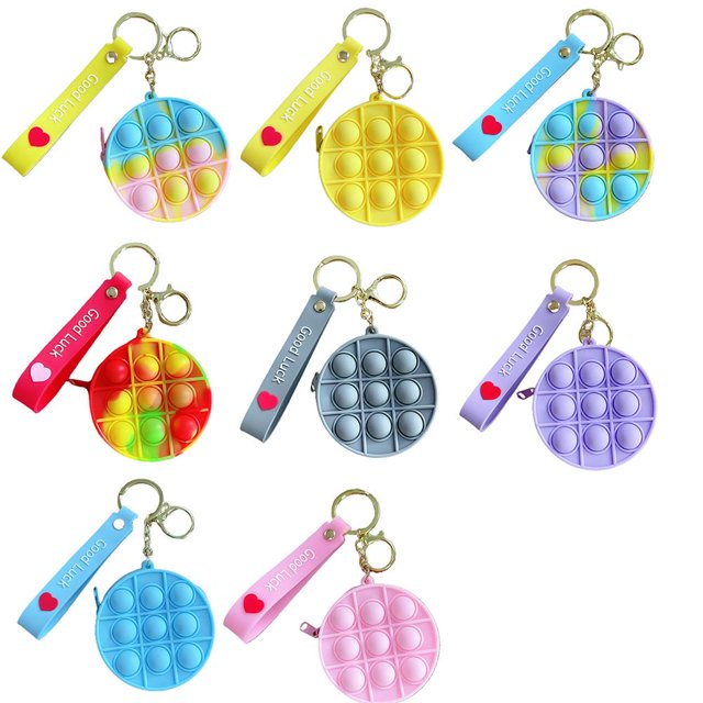 Push Bubble Round Coin Purse Silicona Descompresión Juguete Llavero De Dibujos Animados Bolsa De Almacenamiento Para Adultos Y Niños seitruly AP007468-06