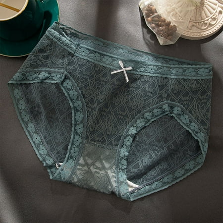 

Panties For Women Pack Women Solid Color Lace Triangle Seamless Mid Waist Breathable Panties Dark Blue XL 3pcs