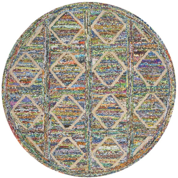 SAFAVIEH Nantucket Branden Geometric Cotton Area Rug, Multi, 6' x 6' Round
