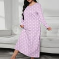 thumbnail image 4 of MGDXOX Women's Plus Size Nightgowns Polka Dot Printed Nightdress Crew Neck Comfy Loungewear Soft Long Sleeve Pajamas Pink XXL, 4 of 6