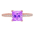 thumbnail image 7 of 1.66ct Princess cut - Solitaire with Accents - Natural Amethyst - 14k Rose Gold - Engagement Ring, 7 of 7