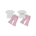 thumbnail image 2 of Rovasas Baby Girl Western Outfits Short Sleeve Tops + Plaid Flare Pants, 2 of 9