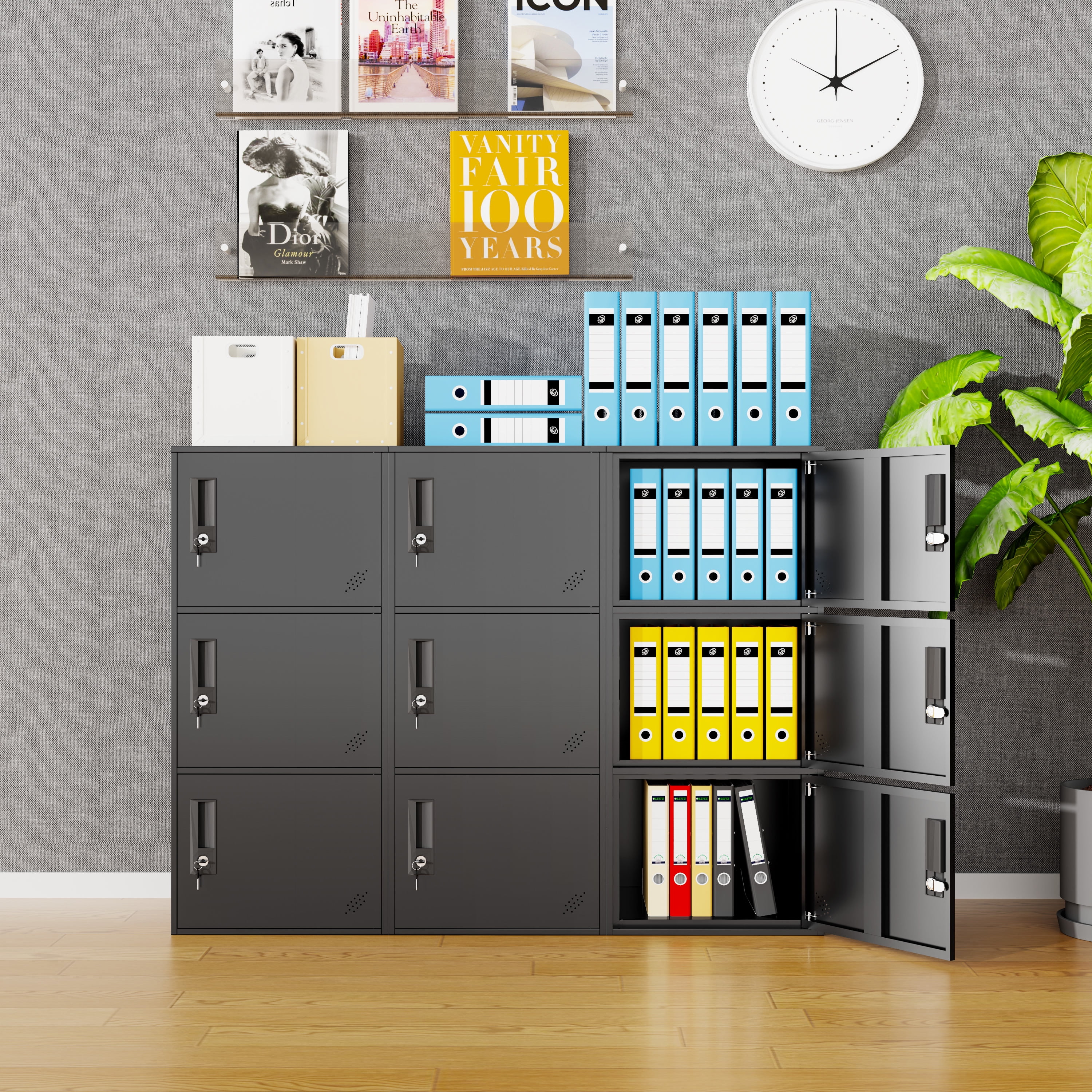 3 Door Vertical Stackable Storage Cabinet with Lock,Anti-Failing Device, Metal Lcoker,Organizer for Office, Home, Gym, School,Employee,Kids.