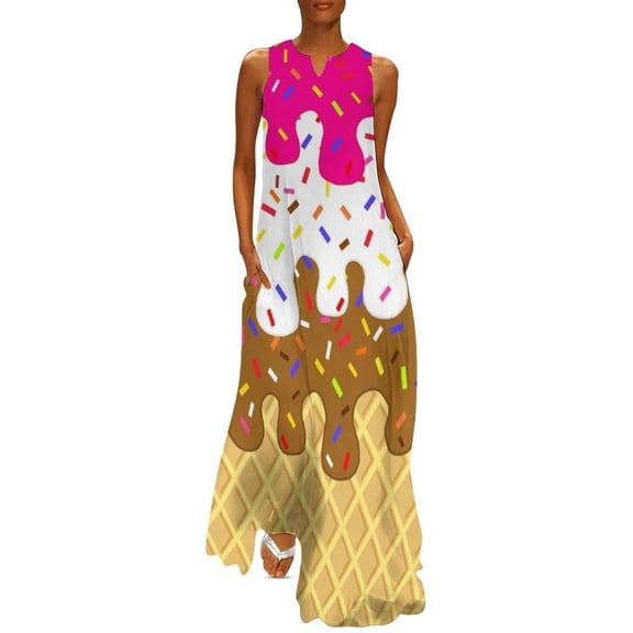 Waffle C Neopolitan Ice Cream - Long Dress wom's eving dress02 clothes for woman Dress