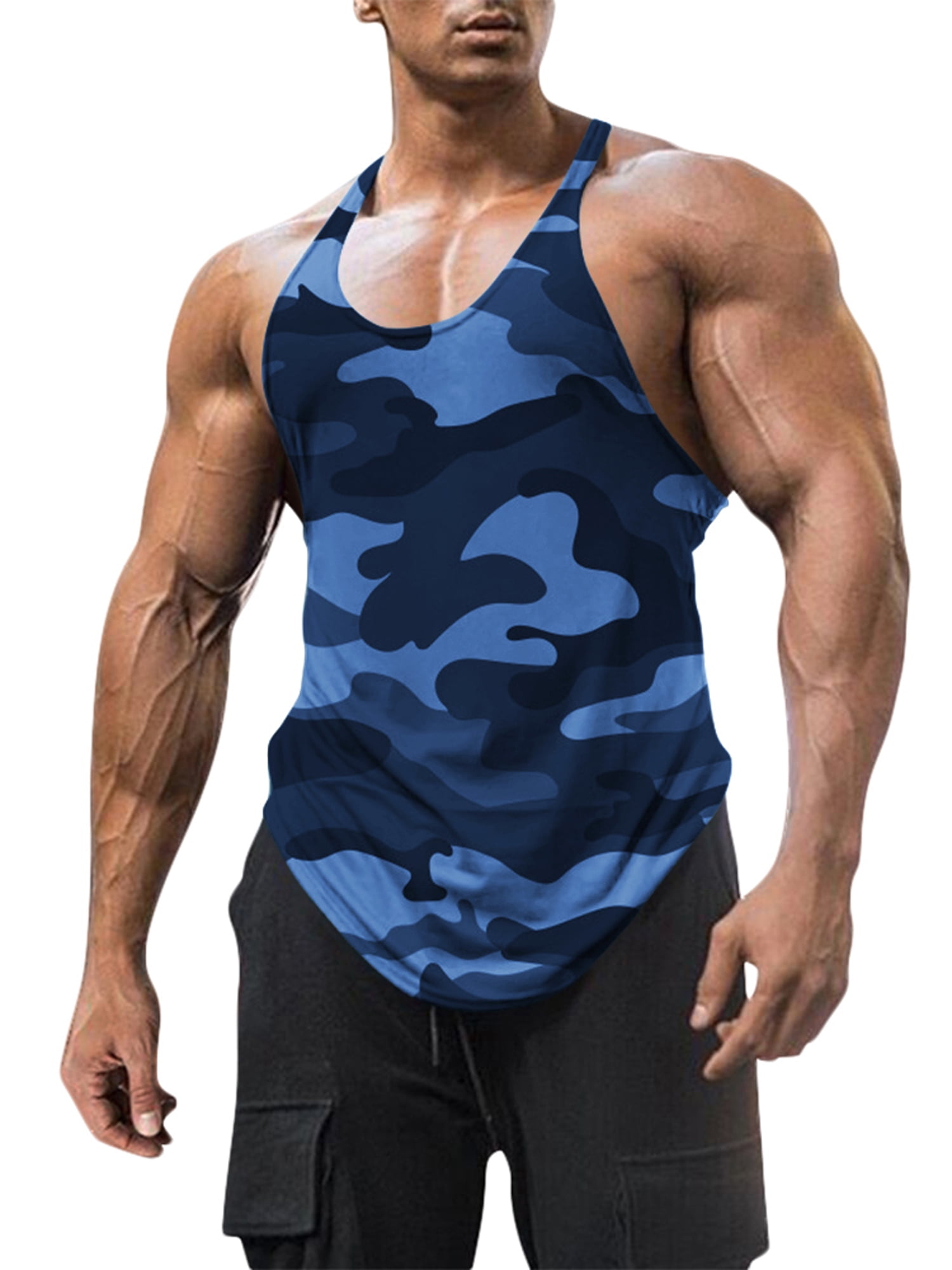 Remikst Men's Y-Back Tank Top Sleeveless Dry Fit Gym Shirt,M-2XL ...