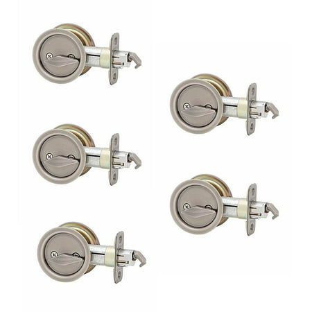 Kwikset Bed and Bath Locking Sliding Door Pull & Lock, Antique Nickel (5 Pack)