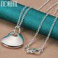 thumbnail image 1 of Aoxiang-collar con colgante liso de corazón para mujer y hombre, de Plata de Ley 925, cadena para boda, compromiso, fiesta, joyería, 1 of 2