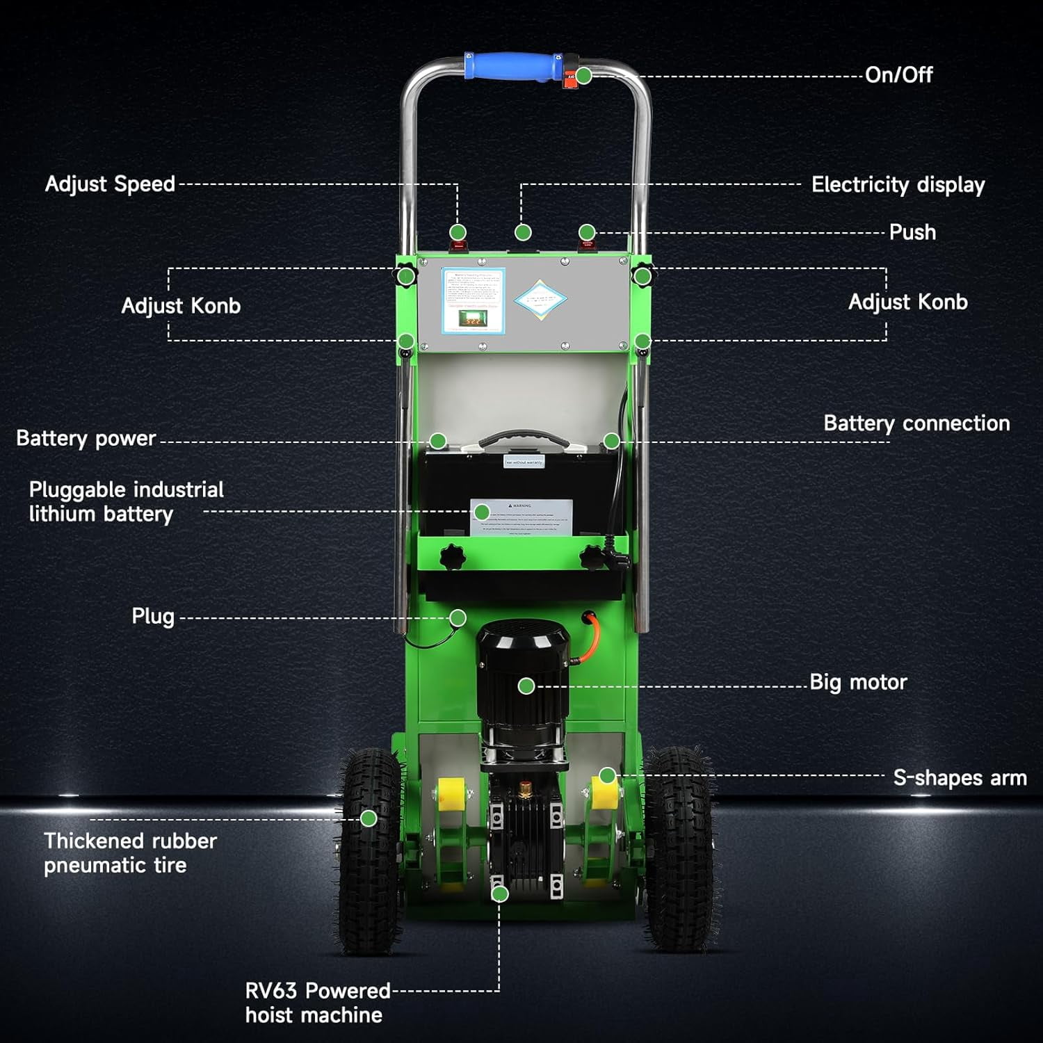 Esheno Electric Stair Climbing Hand Truck 880 lbs Capacity Heavy Duty Stair Climber Dolly Cart with 3 Ropes for Furniture Logistics Warehouse Green