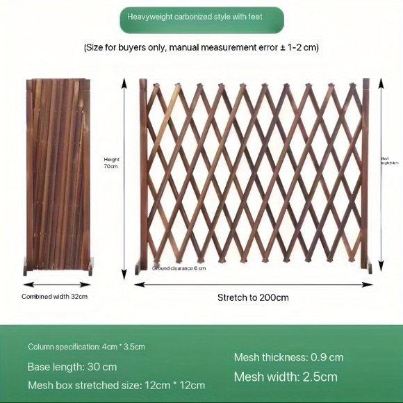 OUSITAID 2 Sizes Available; Adjustable Fence Extendable Freestanding Wooden Garden Trellis Fence for Indoor And Outdoor Use Extendable Wooden Pet Gate for Dogs Cats Easy to Install Ind