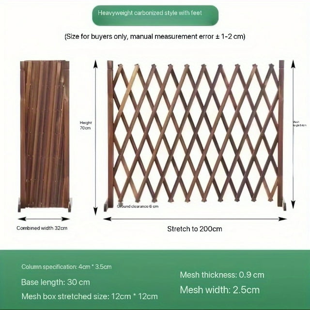 OUSITAID 2 Sizes Available; Adjustable Fence Extendable Freestanding Wooden Garden Trellis Fence for Indoor And Outdoor Use Extendable Wooden Pet Gate for Dogs Cats Easy to Install Ind