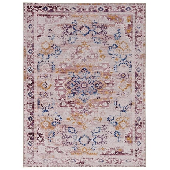 Linon Washable Merit Polyester 5'x7' Rug in Ivory