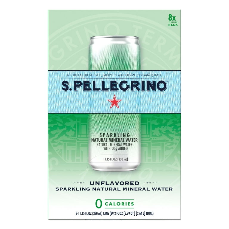 S.Pellegrino Sparkling Natural Unflavored Mineral Water, 89.2 fl oz, 8 Pack  Cans